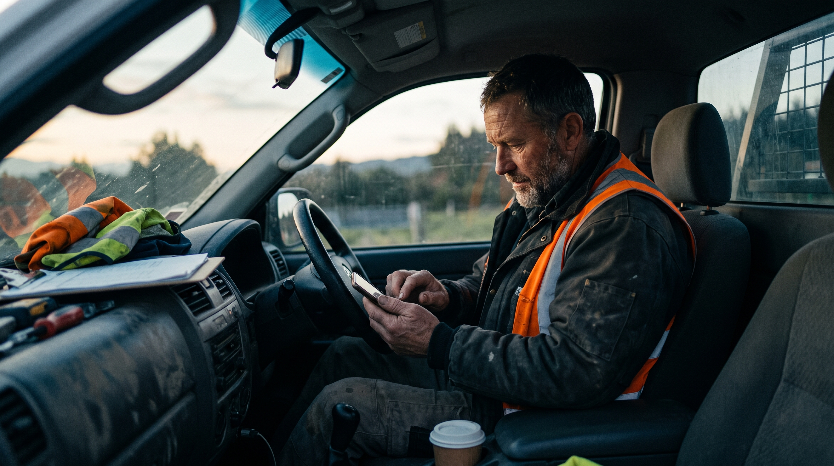 Determined Australian Tradie reviewing marketing